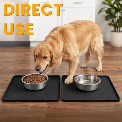 2 Pack Pet Placemat for Dog and Cat, Waterproof Non-Slip Silicone Feeding Bowl Mat Prevent Food and Water Overflow, Puppy Dish Feeder Fountain Trays Suitable for Medium and Small Pets, Black - Image 3