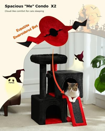 PAWZ Road 30" Cat Tree, Gothic Cat Tower with 2 Condos for Indoor Cats - Image 2