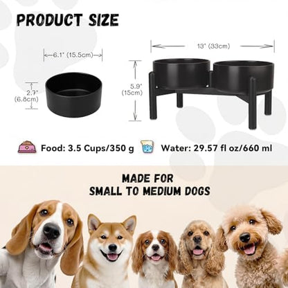 Raised Ceramic Dog Bowl Set with Stand, 3.5 Cups Elevated Dog Food Stand - Image 2
