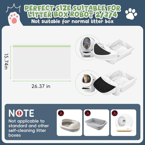 60 Pack Litter Box Robot 3 4 and 5 Waste Bags,1.5 Mils Thick Drawstrings Self Cleaning Cat Litter Box Robot Waste Liner Bags Replacement,Compatible with Automatic Self-Cleaning Robot - Image 5
