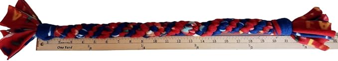 Dog Puppy Tug Pull Toy Rope Play Durable Interactive Entertaining Heavy Duty Fleece Square Braid by Knots SO Fast (Red)
