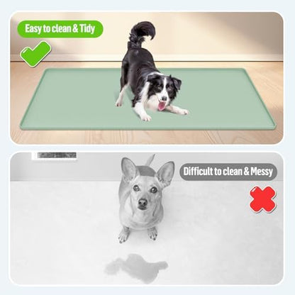 Pee Pad Holder for Dogs 51''x25.6'' Silicone Puppy Pee Pad Tray, Green - Image 3