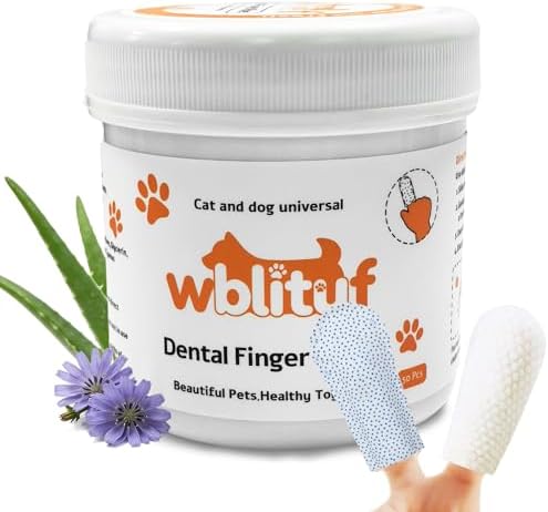 Dog Dental Wipes and Dog Teeth Cleaning Wipes, Puppy Tooth Brushing Kit Alternative for Dental Wipes for Dogs Teeth and Cat Tooth Brush Use, Non Woven Lick Safe No Rinse, 50 Count by WBLITUF