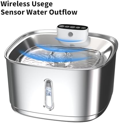 Cat Water Fountain Stainless Steel- 108oz/3.2L Pet Fountain with 4 Replacement Filters, Motion Sensor& 3 Working Modes, Cordless Automatic Dog Water Dispenser for Cats, Dogs, and Small Pets - Image 4