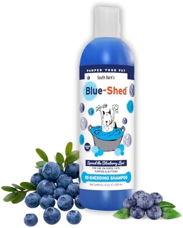 South Bark Blue-Shed® Shampoo for Dogs & Cats 12 oz. | Brightening | Deshedding | Long-Lasting, Fruity Scent | Cruelty-Free | Paraben-Free | Biodegradable and Non-Toxic | Made in USA by SHOWSEASONANIMALPRODUCTS1