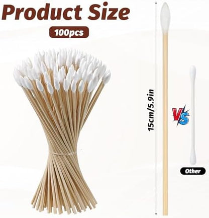 100 Pieces Qtips Cotton Swabs Cotton Swabs with Bamboo - Image 3