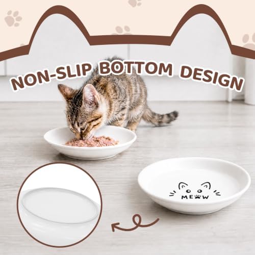 YINEYA 3 Pack Cat Food Bowls, Anti Whisker Fatigue Ceramic Cats Dishes Set - Image 4