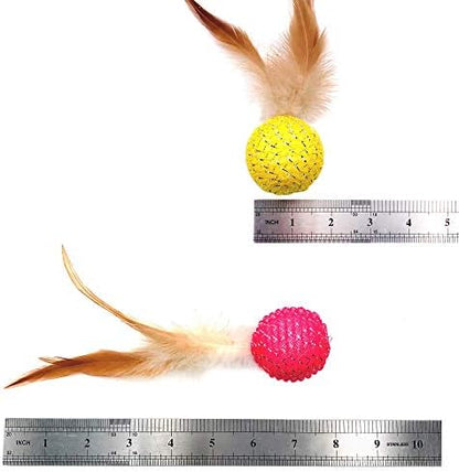 10Pcs Cat Colorful Rainbow Toys Flutter Balls with Feather and Bells for Indoor Ourdoor Kitty Kitten Interactive Playing Chewing Training Chasing Hunting and Exercise - Image 4