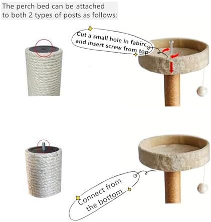 SHENGOCASE 13.5" Cat Tree Tower Accessories Replacement Parts Top Perch Bed Platform, Cat Tower Add ons (Grey, M8) - Image 2