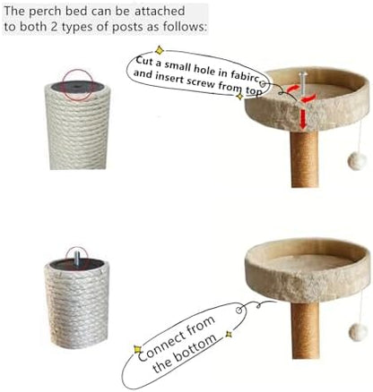SHENGOCASE 13.5" Cat Tree Tower Accessories Replacement Parts Top Perch Bed Platform, Cat Tower Add ons (Grey, M8) - Image 2