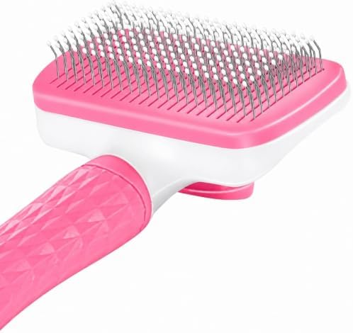 Generic Pink Cat grooming brush, Pet hair brush with Massage Particles, Self Cleaning Dematting Comb for Dogs and Cats, Easy to Use, Ergonomic Handle Design by Unknown