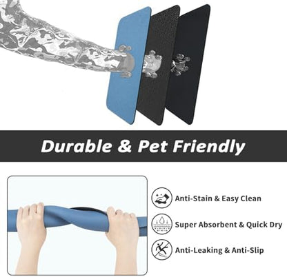 HotLive Dog Food Mat - Absorbent Cat Mat for Food and Water, No Stains Pet Feeding Bowl Mat, Easy to Clean Pet Placemats, Quick Dry Dog Water Dispenser Mat for Messy Drinkers | Blue 16"x 24" - Image 6