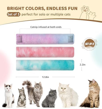 3 Pack Cat Kicker Toy Pillows, Interactive Plush Toys with Catnip Inside, Soft Durable Kick Sticks Teething Chew Toy, Cat Body Pillows for Indoor Cats & Kittens, Promote Exercise, Play & Cuddle - Image 6