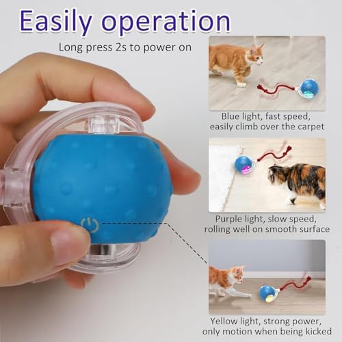 Interactive Cat Toys Ball for Indoor Cats (Blue) - Image 4