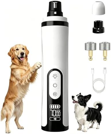 Silent Pet Nail Grinder Pro Dog and Cat Nail Trimmer with LED Light 3-Speed Low Noise Electric Pet Nail Trimmer Painless Paw Grooming Tool for Small Medium Large Dogs Cats, with 2 X Replacement Heads by Unknown
