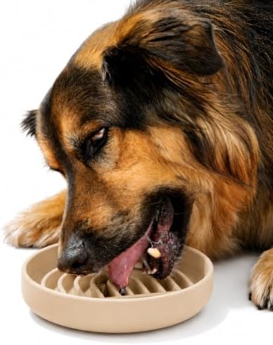 Slow Feeder Dog Bowl - Silicone Dog Bowl, Medium, 7.5" x 1.5" - Sand by ShouldWeGo