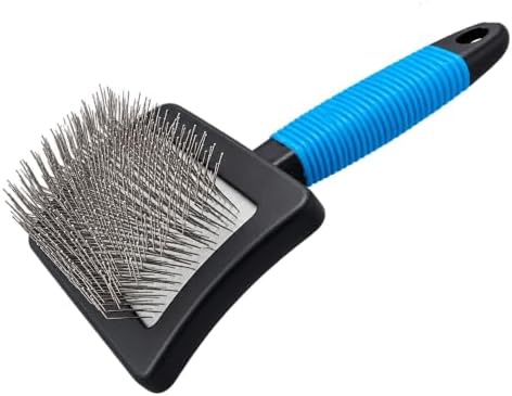 Dog Brush For Long Haired Dogs Poodles-Dog brushes for grooming&shedding-Large Firm Slicker Brush for Goldendoodles-With Soft Massage Grooming Stainless Steel Pins, Pet Grooming Wire Brush-25mm(1") by DSKRUI