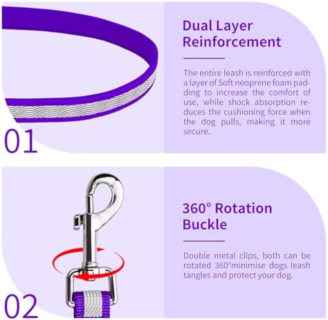 Hands Free Dog Leash, 4.2 FT - 9.5 FT Multifunctional Crossbody Waist Leash for Dogs Walking Reflective Running Dog Leashs for Medium and Large Dogs Walking,Jogging,Running,Training (Purple) - Image 5