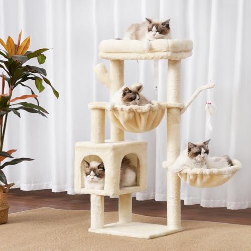 Heybly Cat Tree, 40" Tower with All-Sisal Wrapped Scratching Post HCT006SM - Image 2