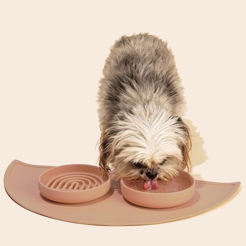 Slow Feeder Dog Bowl - Silicone Dog Bowl, Small, 6" x 1.25" - Blush - Image 4
