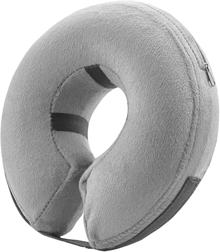 BENCMATE Inflatable Dog Cone Collar Alternative After Surgery Medium, Grey by BENCMATE