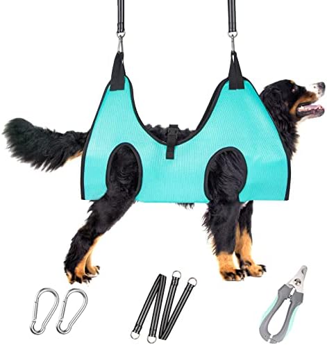 ATESON Dog Grooming Hammock - Upgrade Pet Grooming Harness for Nail Trimming (XXL 120lb), Dog Sling for Nail Clipping, Dog Hanging Holder Hanger for Cutting Nail with Nail Clippers, Green by ATESON