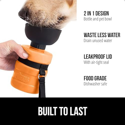 GORILLA GRIP Portable Dog Water Bottle, Food Grade Silicone, 16oz Orange - Image 2