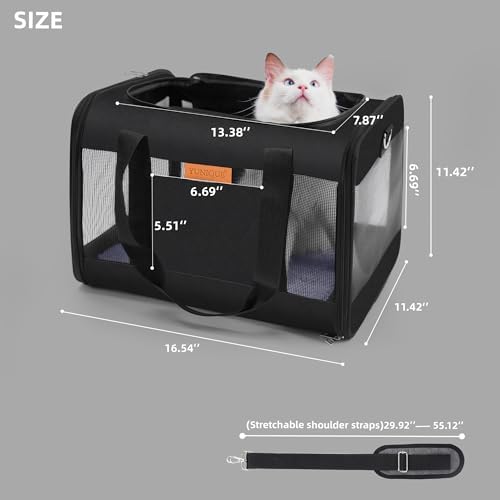 YUNIQUE Soft-Sided Cat & Dog Carrier for Pets Up to 15 Lbs, Airline Approved Collapsible Travel Puppy Carrier with Lightweight Fabric Design (Black) - Image 2