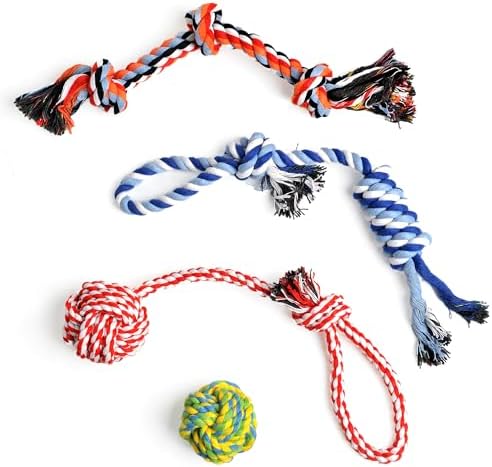 TwoEar Dog Rope Toy 4 Pack - Puppy Teething Toys for Small Breed by TwoEar