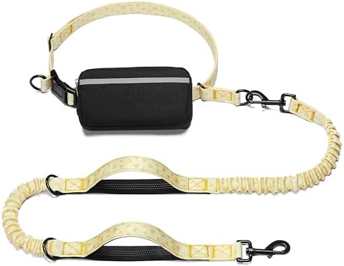 iYoShop Hands Free Dog Leash with Zipper Pouch, Yellow Heart, Large by iYoShop