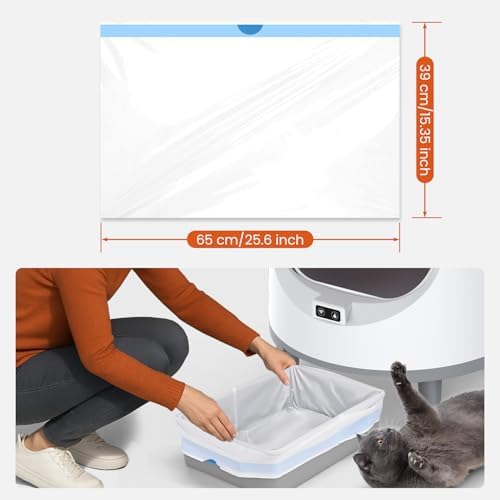 45 Count Cat Litter Box Liners, Heavy Duty Extra Thick Drawstring Bags for Automatic Self-Cleaning Litter Boxes, Leak-Proof Tear-Resistant Waste Liners, 15 Bags/Roll, 15.35" x 25.6" - Image 2