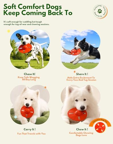 Deeow Squeaky Dog Frisbee/Flying Disc/Flyer-Natural Rubber 6.5'' Spaceship - Image 7