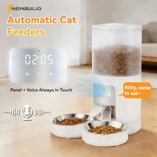 NEWBULIG Automatic Cat Feeder for 2 Pets 6L Dog Food Dispenser, White - Image 6