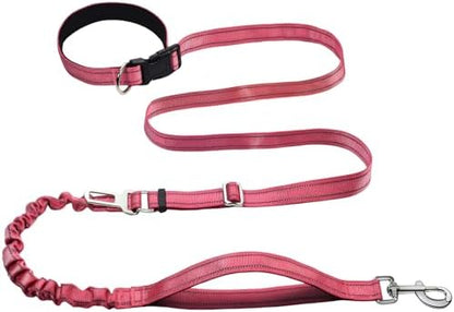 Bungee Dog Leash, Hands Free Waist Belt for Running/Walking, Pink by Fidohug
