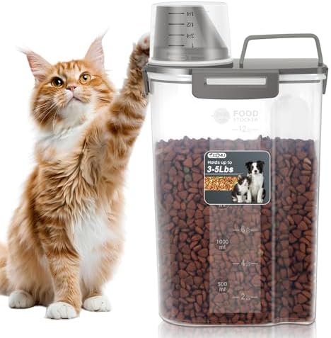 Dog Cat Food Storage Container with Cup (Dark Olive, 2.5L) by ODOMU