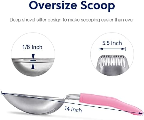 WePet Cat Litter Scoop, Aluminum Alloy Sifter, Kitty Metal Scooper, Deep Shovel, Long Handle, Poop Sifting, Kitten Pooper Lifter, Durable, Heavy Duty, for Litter Box - Image 2