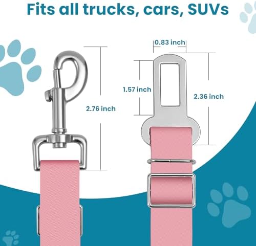 Adjustable pet cat and Dog car seat Belts. The Safety Belt fits Any car, Truck, and SUV, and The Lanyard is Flexible and Adjustable from 20 to 33 inches (Pink) - Image 5