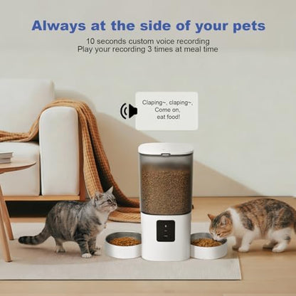 ANDOLL HOME 2.4G/5G Automatic Cat Feeder, 6L WiFi Cat Food Dispenser with 10s Voice Recorder, Double Bowl Pet Feeder up to 10 Meals per Day, Timed Feeder with Dry Food Sealed Ring (White) - Image 6