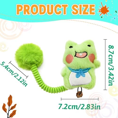 Andiker Catnip Toys, Cat Interactive Toys with Silvervine Fruit & Spring & Fuzzy Ball for Relaxing Playing, Plush Cat Teething Toys for Indoor Kitten for Cleaning Teething (Green Frog) - Image 2