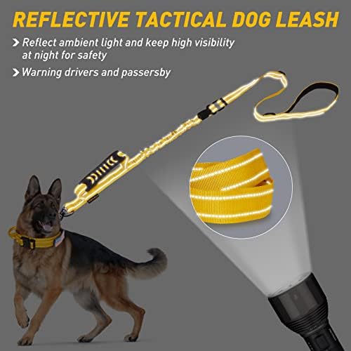 AUBELL Tactical Dog Leash Heavy Duty,4-6ft No Pull Bungee Leash,Yellow - Image 5