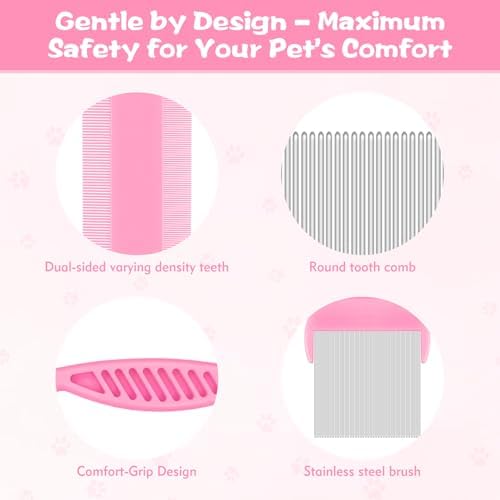 Kerros Flea Combs for Dogs and Cats, Stainless Steel Pet Grooming, 6 Pack - Image 4