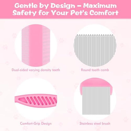 Kerros Flea Combs for Dogs and Cats, Stainless Steel Pet Grooming, 6 Pack - Image 4