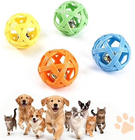 4-Pack Balls with Inside Bell, Non-Toxic Toys for Small Dogs & Puppies by Unknown