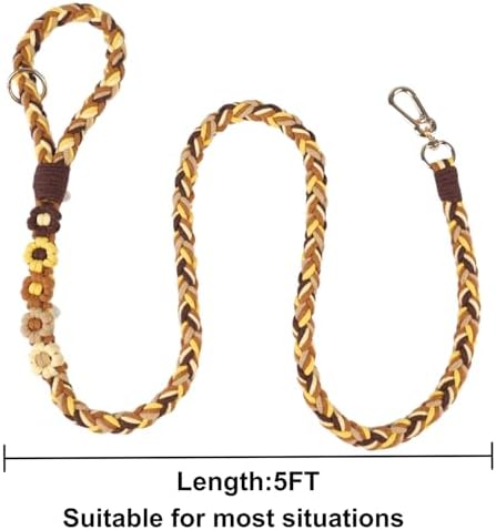 5FT Braided Cotton Rope Leash for Small, Medium and Large Dogs, Golden Harvest - Image 5