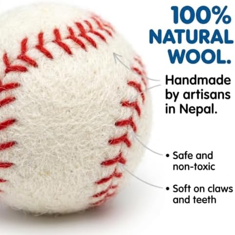 Glaciart One Sports Wool Balls for Cats – 5 Pcs with Catnip Pouch - Soft Fuzzy Enrichment 100% Natural Felt Cat Toy - Interactive Play Cat Toy Set - Safe for Pets, Non-AZO Colored Dyes – 1.6” - Image 3