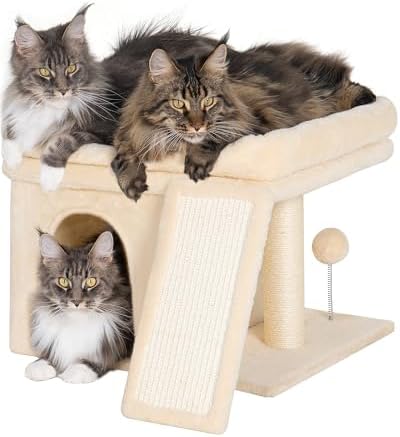 Aechonow Small Cat Tree Tower for Large Cat, Cat Bed House with Large Perch by Aechonow