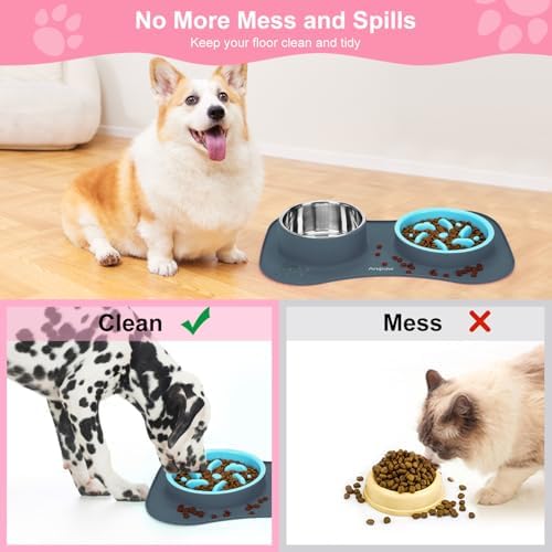 Slow Feeder Dog Bowls 3 in 1 Stainless Steel Food Water Bowl to Slow Eating - Image 6