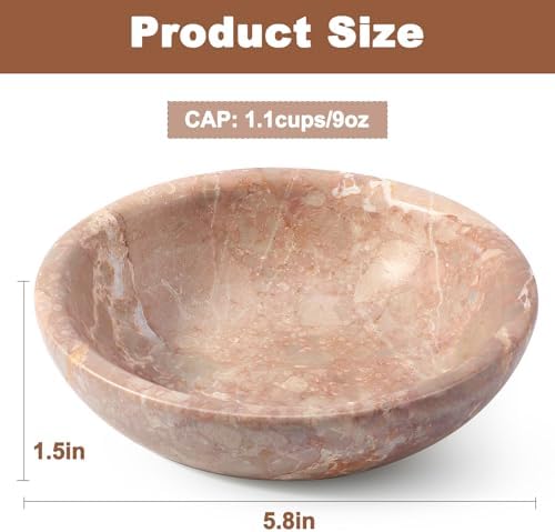 Natural Marble Cat Bowl, Weighted 1.5lb Cat Food Bowl for Cat and Small Dog, Small Animal Pet Food Dish Non-Slip, Shallow Dish for Whisker Fatigue Relief, Premium Red Stone for Home Decor - Image 3