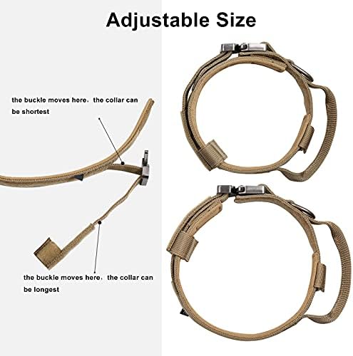 DAGANXI Tactical Dog Collar, Adjustable Military Training Nylon Dog Collar with Control Handle and Heavy Metal Buckle for Medium and Large Dogs, with Patches and Airtags Case (S, Brown) - Image 3