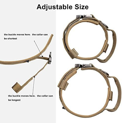 DAGANXI Tactical Dog Collar, Adjustable Military Training Nylon Dog Collar with Control Handle and Heavy Metal Buckle for Medium and Large Dogs, with Patches and Airtags Case (S, Brown) - Image 3